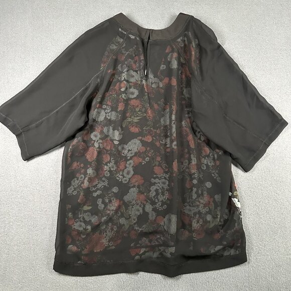 BCBGMaxazria Tops Womens Small Lot of 2 Blouses Floral Solid Short Sleeve - Picture 8 of 16